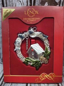 2009 Lenox Holiday Ornament Bless This Home Birdhouse Silver Plate Enamel Box